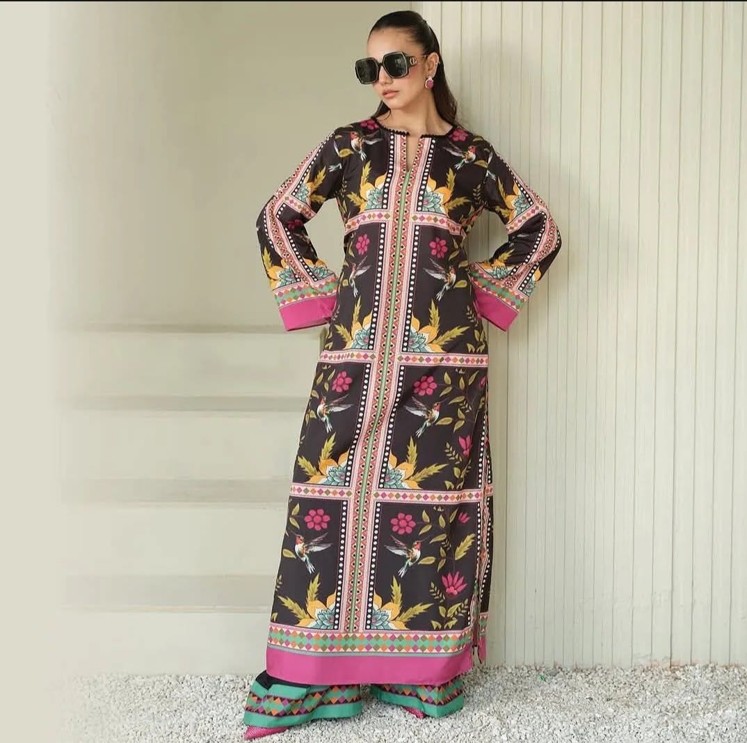 Multicolour print 2pc. cord set All season Midway Arts