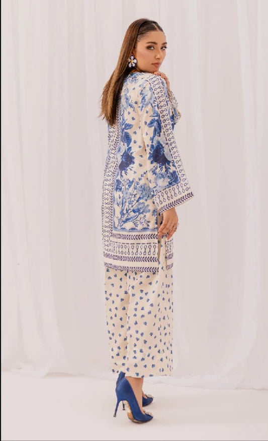 Cord Set printed 2 Piece Blended Lawn Silk Suit