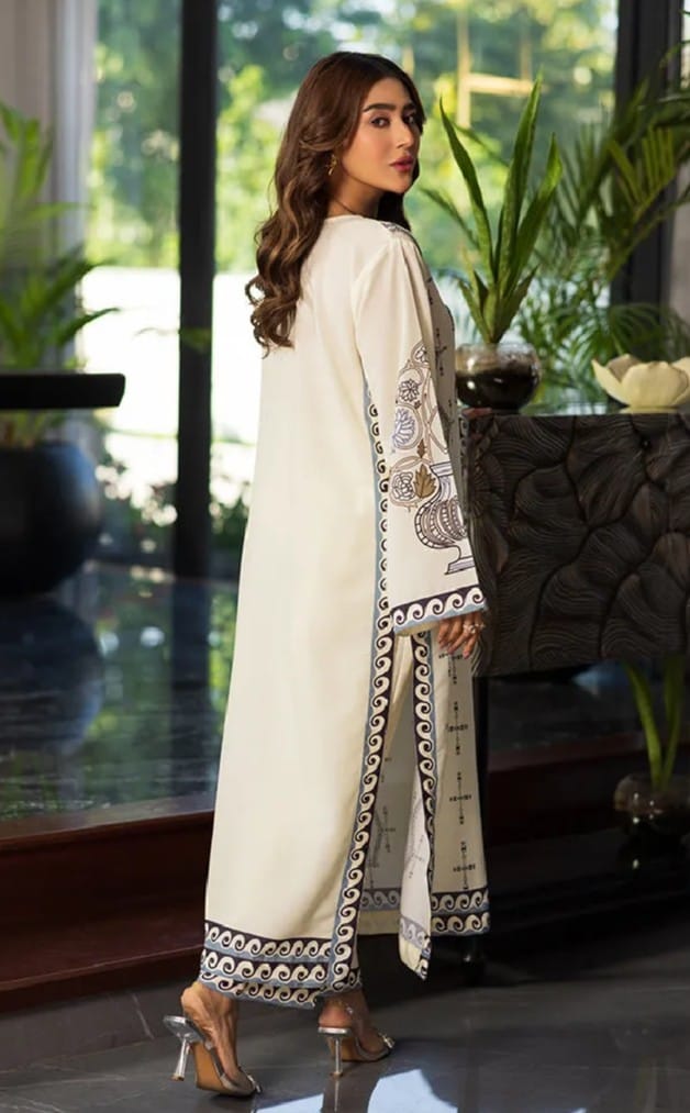 Cool Beige Printed 2pc Co-ord set All season Midway Arts