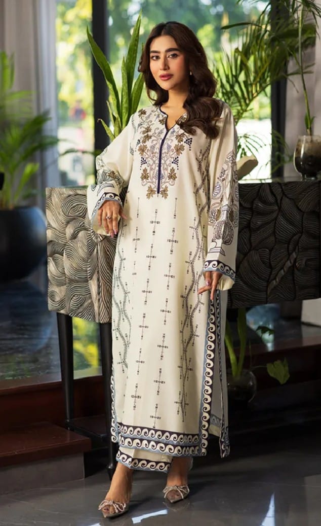 Cool Beige Printed 2pc Co-ord set All season Midway Arts