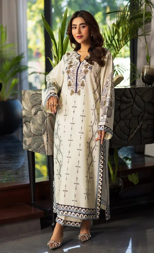 Cool Beige Printed 2pc Co-ord set All season Midway Arts