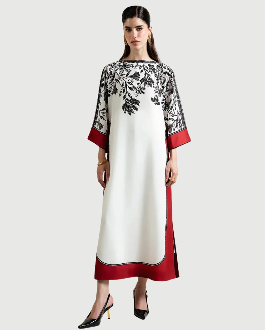 Lulusar Premium printed 3-piece long cord set, crafted from high-quality silk